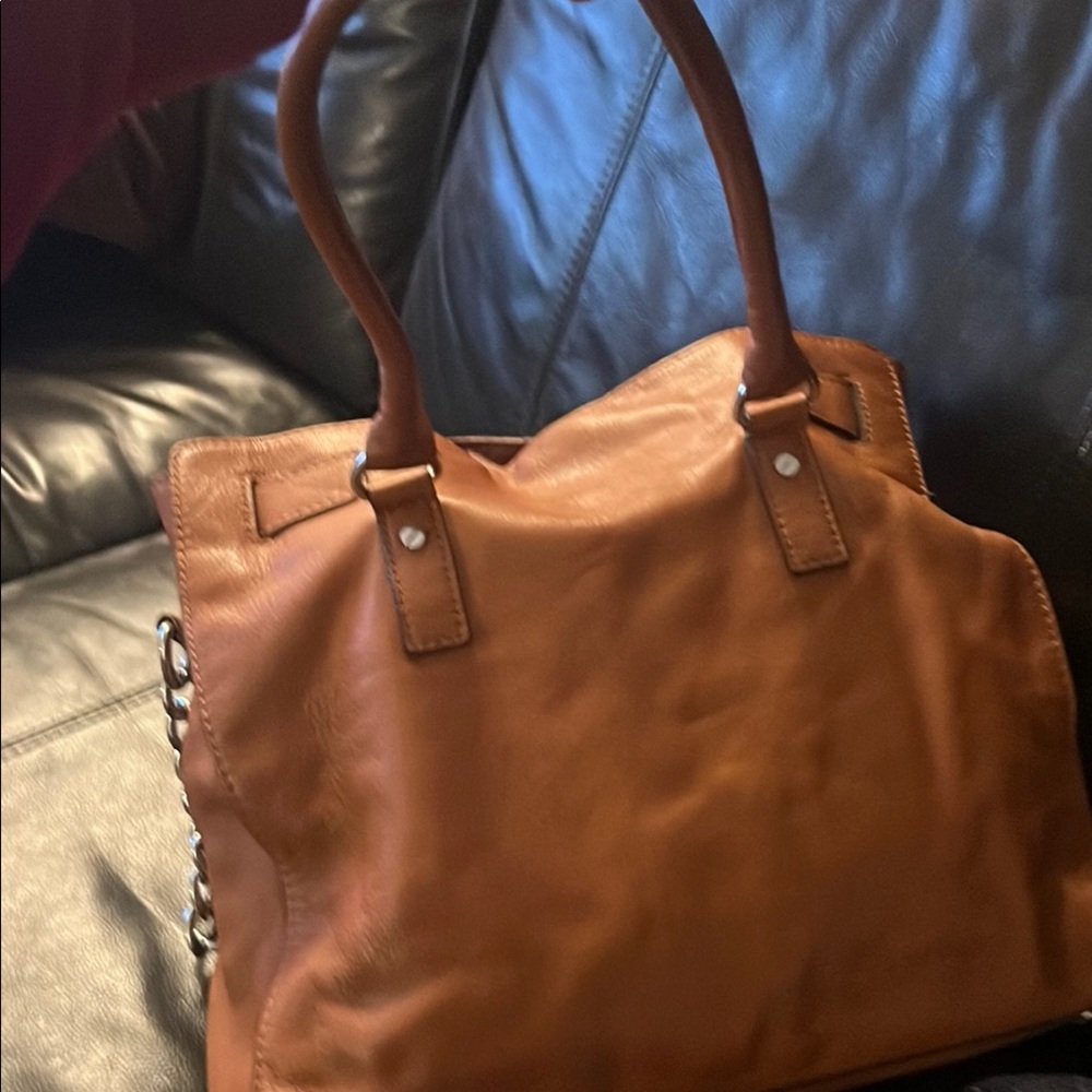 Elegant Brown Leather Tote Bag
